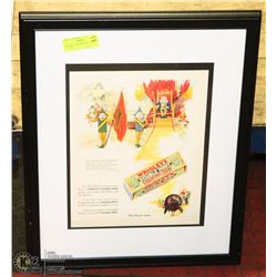 ORIGINAL 1920'S WRIGLEY GUM AD 11" X 14"