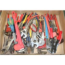 FLAT OF ASSORTED WRENCHES, SNIPS AND CRIMPS