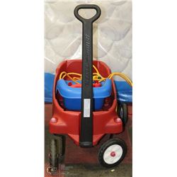 RADIOFLYER WAGON WITH LITTLE TIKES SWING.