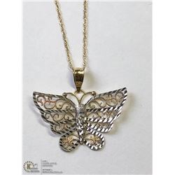 2) 10KT GOLD BUTTERFLY NECKLACE
