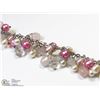 Image 3 : 12) ST. SILVER PINK DYED BEADED PEARLED BRACELET
