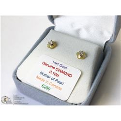 19) 14KT DIAMOND 2-IN-1 MOTHER OF PEARL EARRINGS