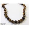 Image 3 : 22) STERLING SILVER TIGER EYE PEARLED NECKLACE