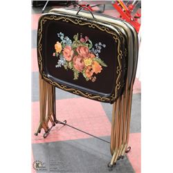 PAINTED TV TRAYS WITH STAND