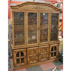 2PC WOOD CHINA CABINET WITH LIGHTING, GLASS