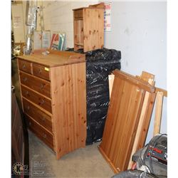 PINE SINGLE BED BEDROOM SUITE INCL BEDFRAME