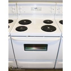 GE SELF CLEANING 30" STOVE WITH DIGITAL DISPLAY.
