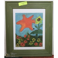 176) UNTITLED CRUDE STARFISH DIANE PRINT. 15"X18"