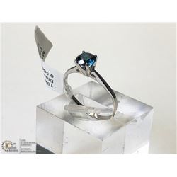 26) 10KT WHITE GOLD BLUE DIAMOND RING SIZE 7