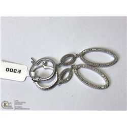 32) STERLING SILVER DIAMOND EARRINGS