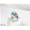 Image 1 : 33) 14KT WHITE GOLD BLUE TOPAZ & CZ RING SIZE 7