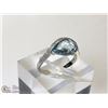 Image 3 : 33) 14KT WHITE GOLD BLUE TOPAZ & CZ RING SIZE 7