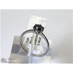 37) 10KT WHITE GOLD BLACK DIAMOND RING SIZE 6.25