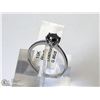 Image 1 : 37) 10KT WHITE GOLD BLACK DIAMOND RING SIZE 6.25
