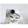 Image 3 : 37) 10KT WHITE GOLD BLACK DIAMOND RING SIZE 6.25