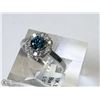 Image 2 : 39) 10KT W. GOLD BLUE & WHITE DIAMONDS RING SIZE 6
