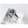 Image 4 : 39) 10KT W. GOLD BLUE & WHITE DIAMONDS RING SIZE 6