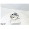 Image 6 : 39) 10KT W. GOLD BLUE & WHITE DIAMONDS RING SIZE 6