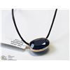 Image 1 : 43) 14KT GOLD SAPPHIRE PENDANT ON CORD NECKLACE