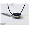 Image 2 : 43) 14KT GOLD SAPPHIRE PENDANT ON CORD NECKLACE