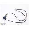 Image 3 : 43) 14KT GOLD SAPPHIRE PENDANT ON CORD NECKLACE