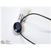 Image 5 : 43) 14KT GOLD SAPPHIRE PENDANT ON CORD NECKLACE