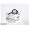 Image 2 : 46) 10KT W. GOLD DIAMOND SAPPHIRE RING SIZE 6.25