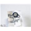 Image 3 : 46) 10KT W. GOLD DIAMOND SAPPHIRE RING SIZE 6.25