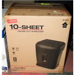 NEW STAPLES 10 SHEET CROSS-CUT SHREDDER