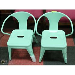 PAIR OF GREEN CHILDRENS METAL CHAIRS