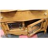 Image 3 : OAK SIDEBOARD WITH MIRROR. 47"X19"X67"H