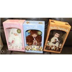 LOT OF 3 ANNE GEDDES DOLLS.