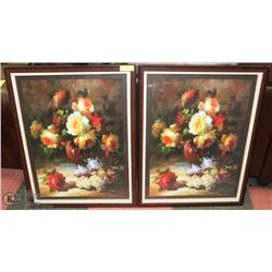 PAIR OF FLORAL PRINTS MATTED FRAMED.