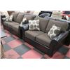 Image 1 : NEW FABRIC AND LEATHERETTE 78" SOFA WITH 59" LOVE