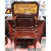 Image 3 : AS IS CARVED WINE CABINET/BAR WITH SIDE WINE GLASS