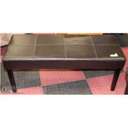 BROWN LEATHERETTE HALLWAY BENCH