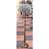 Image 1 : VINTAGE WOOD FLOOR LAMP FLORAL SHADE.