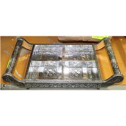 CARVED SILVER TONE  4 SELECTION SIDE DISH TRAY