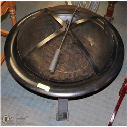 METAL FIRE PIT WITH LOG GRABBER - 29" DIAMETER &
