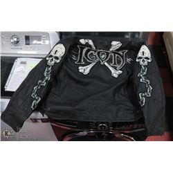 BLACK LEATHER ICON JACKET. SIZE 3XL