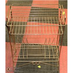 VINTAGE WIRE RACK RECORD STAND.