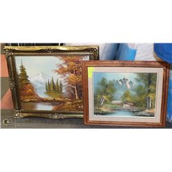 2 FRAMED AND MATTED LANDSCAPE OIL  PAINTINGS