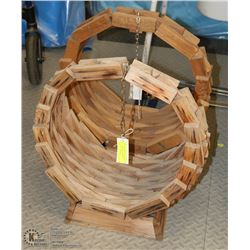 2 WOOD BASKET SHAPED PLANTERS 20" ON STAND