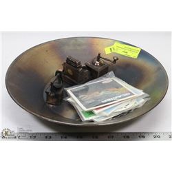 VINTAGE METAL GOLD PANNING PAN WITH MINIATURE