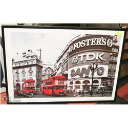 LONDON BLACK , WHITE AND RED ACCENT FRAMED PICTURE