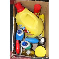 BOX OF CLEANING SUPPLIES
