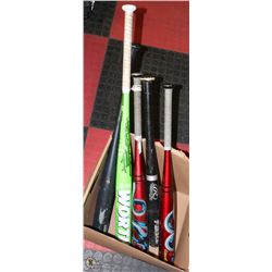 LOT OF 5 ASSORTED BASEBALL BATS INCL WORTH AMP