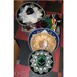 BOX OF MISC MEXICAN DECOR ITEMS - HAND PAINTED