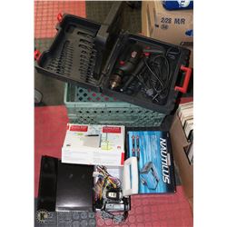 BOX 3 : ELECTRICAL DRILL WITH DRILL BITS, BATTERY