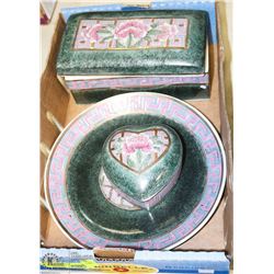 MATCHIN TRINKET , PLATE AND JEWELLERY BOX